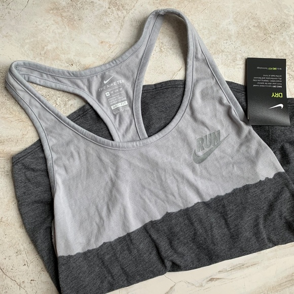 Nike Tops - NIKE Gray Ombre Run Dri-FIT Racerback Tank Top